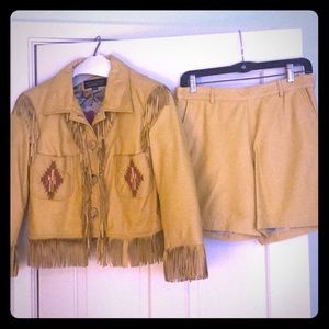 Donald Pliner Italian leather shorts and jacket.